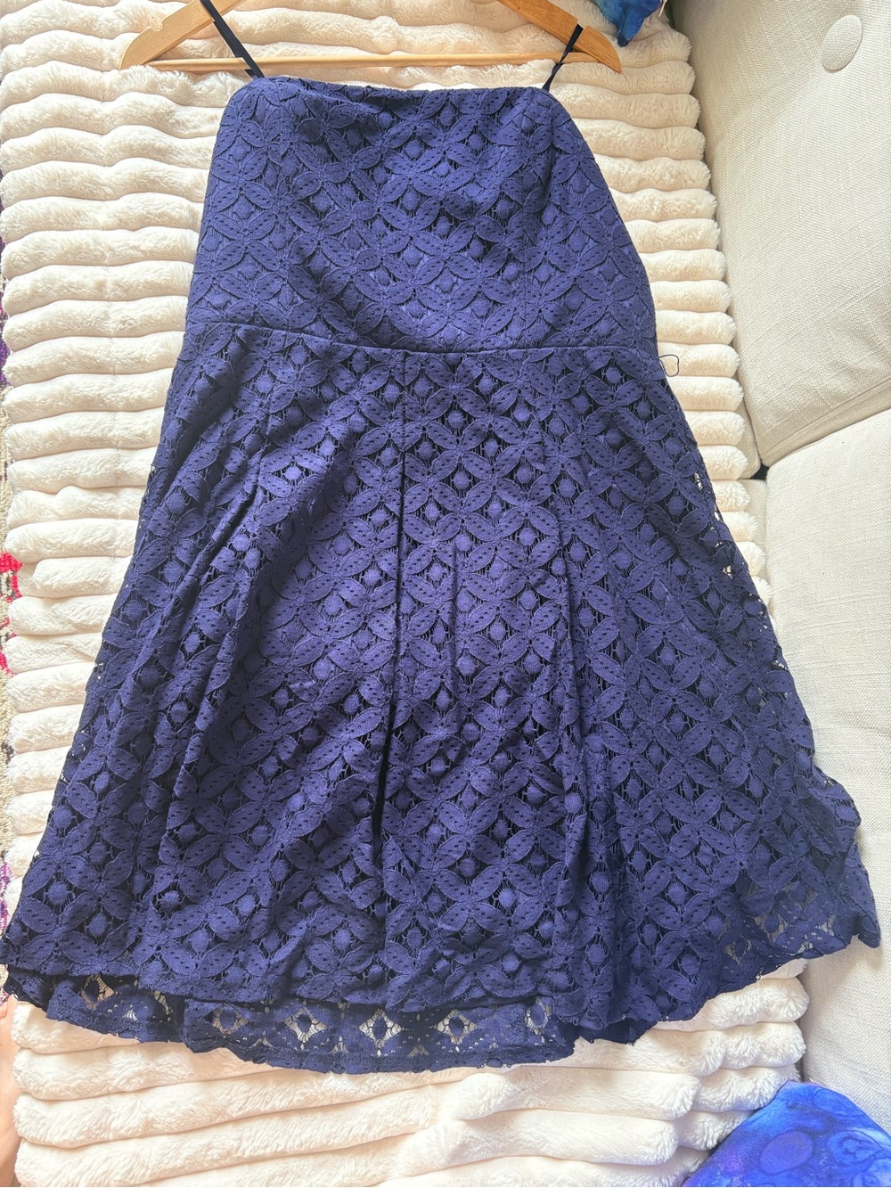 Navy Lace A-Line Women's strapless dress